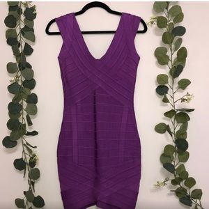 open lace back dress Herve Leger Purple Bandage Bodycon Dress main image 0